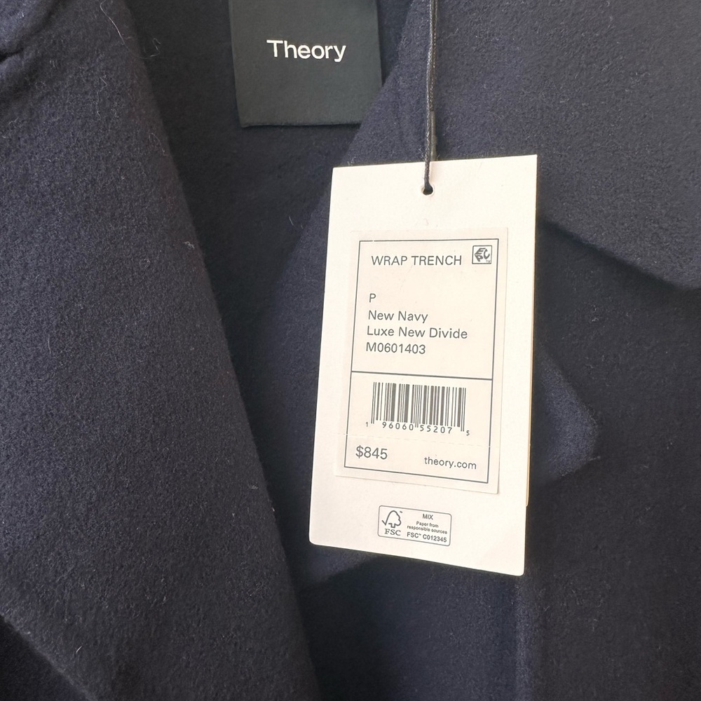 (New) THEORY Belt Wool And Cashmere-Blend Trench Coat - Picture 4 of 7